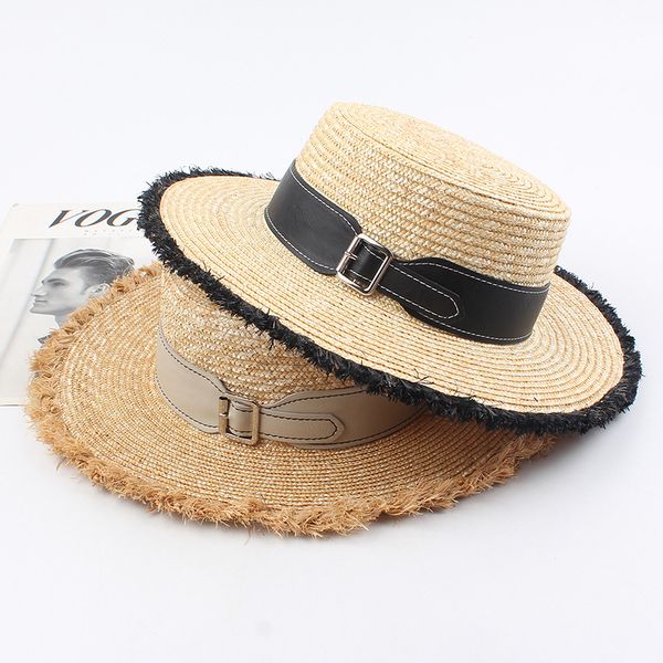 wide brim hats 2021 hat spring and summer women's european style burr belt color matching flat sun shading beach travel straw, Blue;gray
wide brim hats 2021 hat spring and summer women's european style burr belt color matching flat sun shading beach travel straw, Blue;gray