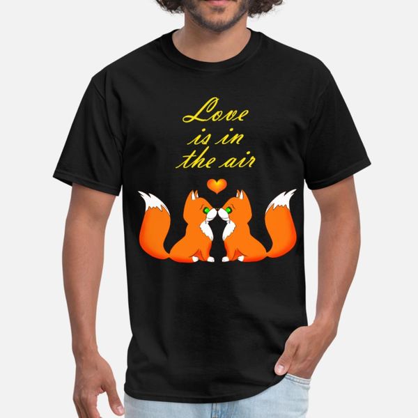 love is in the air. kissing foxes falling in love. t shirt men customize short sleeve round collar loose funny spring autumn outfit, White;black
love is in the air. kissing foxes falling in love. t shirt men customize short sleeve round collar loose funny spring autumn outfit, White;black
