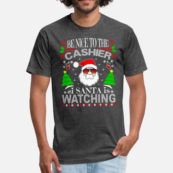 be nice to the cashier santa is watching ugly xmas t shirt men design short sleeve s-xxxl male gift new style summer unique shirt, White;black
be nice to the cashier santa is watching ugly xmas t shirt men design short sleeve s-xxxl male gift new style summer unique shirt, White;black