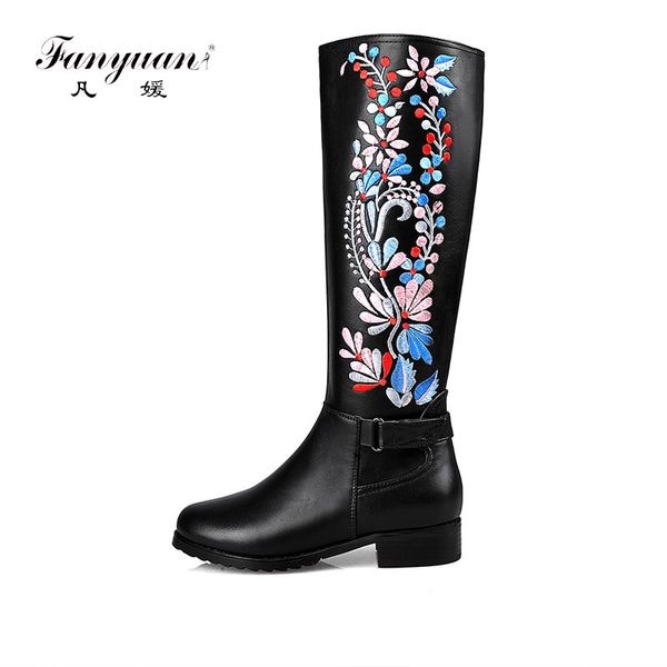 fanyuan 2020 handmade chinese embroidery shoe women knee high boots medium square heel genuine leather ethnic boots plus size 43, Black
fanyuan 2020 handmade chinese embroidery shoe women knee high boots medium square heel genuine leather ethnic boots plus size 43, Black