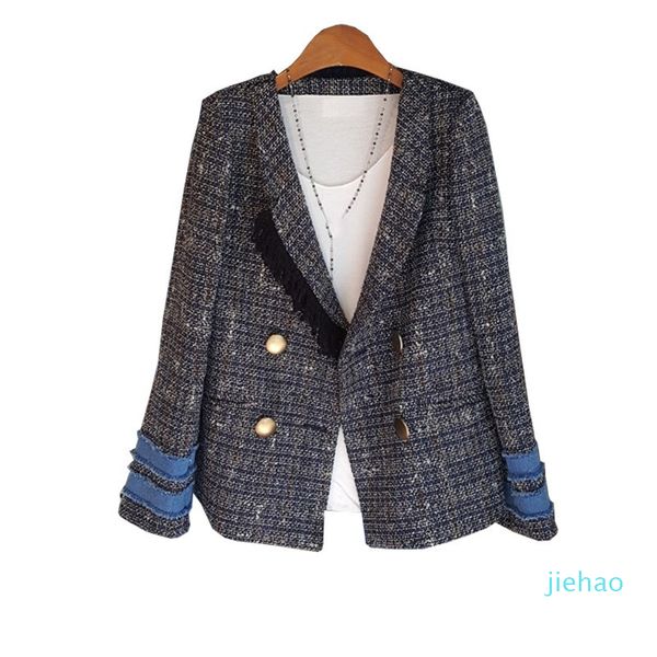 fashion- 2020 autumn patchwork plaid vintage blazer women jacket notched collar slim tassel tweed suit outerwear, White;black
fashion- 2020 autumn patchwork plaid vintage blazer women jacket notched collar slim tassel tweed suit outerwear, White;black
