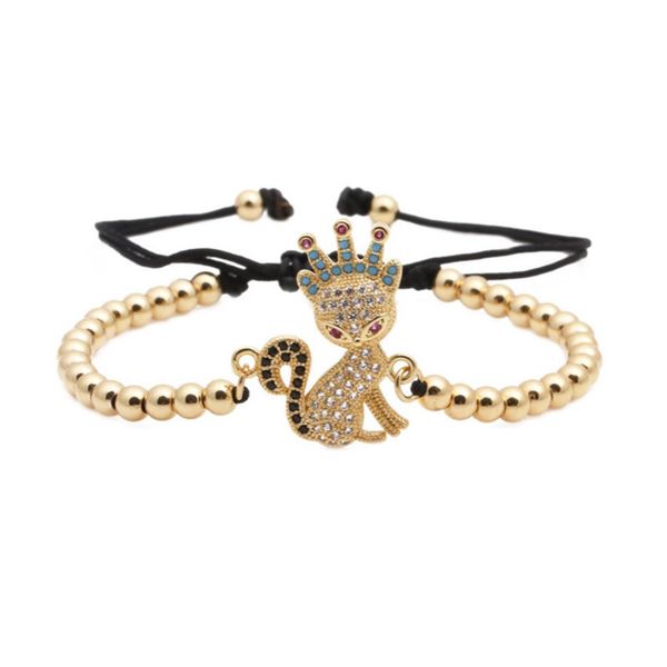 10 pcs gold plated copper beads crown lovely cat with cubic zirconia bracelet handmade weave jewelr, Black
10 pcs gold plated copper beads crown lovely cat with cubic zirconia bracelet handmade weave jewelr, Black