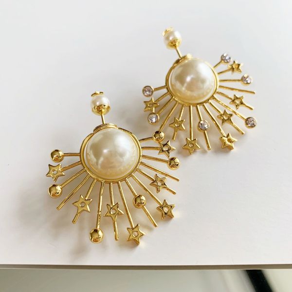 

Factory outlet D home new sunflower size pearl diamond earrings female stars set auger high quality earrings
