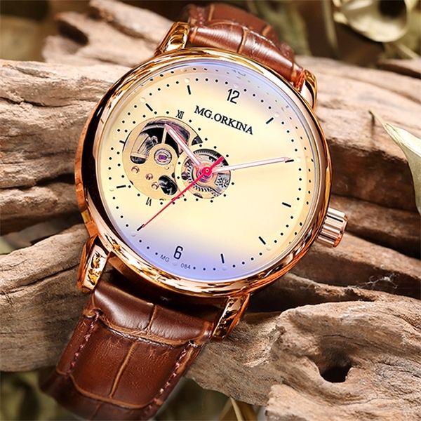 Relogio Masculino Mens Watches Automatic Mechanical Watches Men Luxury Famous Brand Leather Strap Mechanical Wristwatch 0924