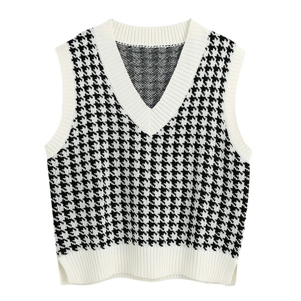 women's vests hadara casual loose sweaters women fashion houndstooth sweater elegant v neck sleeveless female ladies hx, Black;white
women's vests hadara casual loose sweaters women fashion houndstooth sweater elegant v neck sleeveless female ladies hx, Black;white