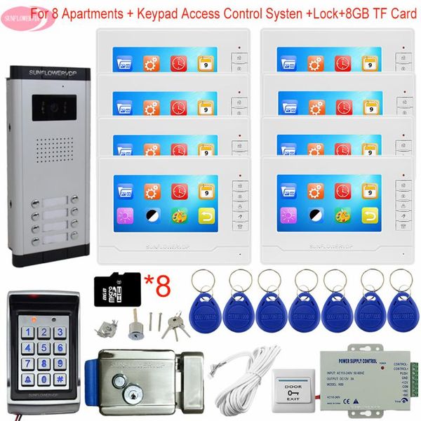 video door phones 7" intercom with recording + 8gb tf card keypad access control doorbell on 8 buttons +electronic lock 
video door phones 7" intercom with recording + 8gb tf card keypad access control doorbell on 8 buttons +electronic lock
