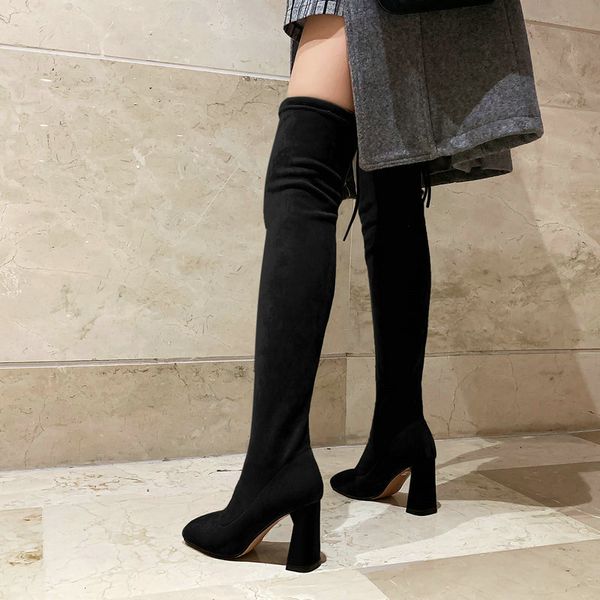 nude thigh high boots for women fashion stretch long boots woman faux suede square toe chunky heel over the knee 2020, Black
nude thigh high boots for women fashion stretch long boots woman faux suede square toe chunky heel over the knee 2020, Black