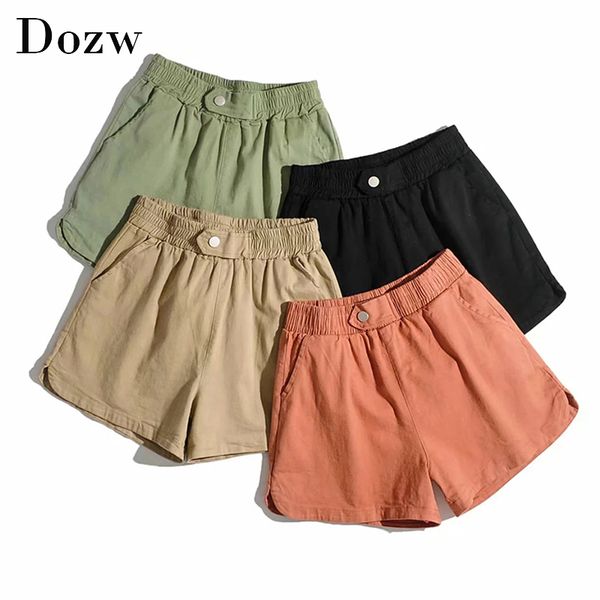 women's shorts summer casual solid women elastic waist basic cotton short button pocket korean lady spodenki damskie, White;black
women's shorts summer casual solid women elastic waist basic cotton short button pocket korean lady spodenki damskie, White;black