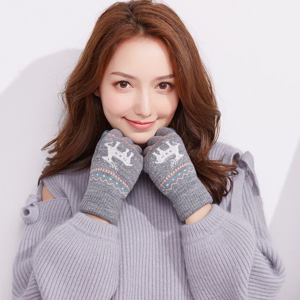 new fashion christmas elk deer gloves knitted thicken winter warm gloves women full finger mittens, Blue;gray
new fashion christmas elk deer gloves knitted thicken winter warm gloves women full finger mittens, Blue;gray