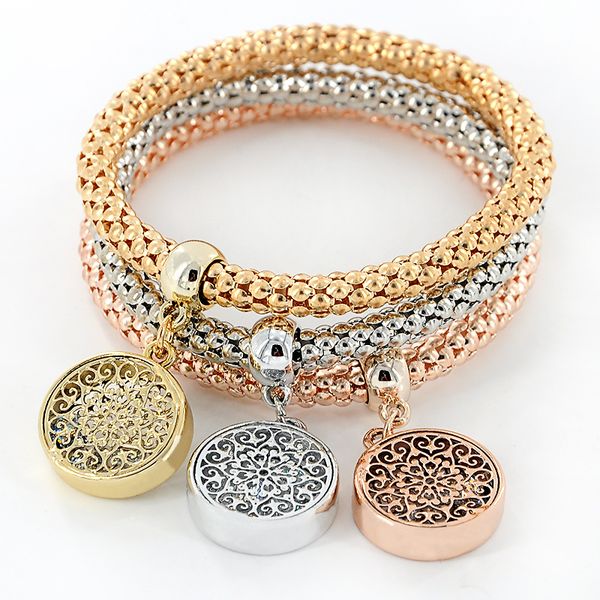 imayson 3 pcs fashion corn chain elastic round cutout alloy tricolor bracelets crystal simple multi-layer bangle pendant, Black
imayson 3 pcs fashion corn chain elastic round cutout alloy tricolor bracelets crystal simple multi-layer bangle pendant, Black