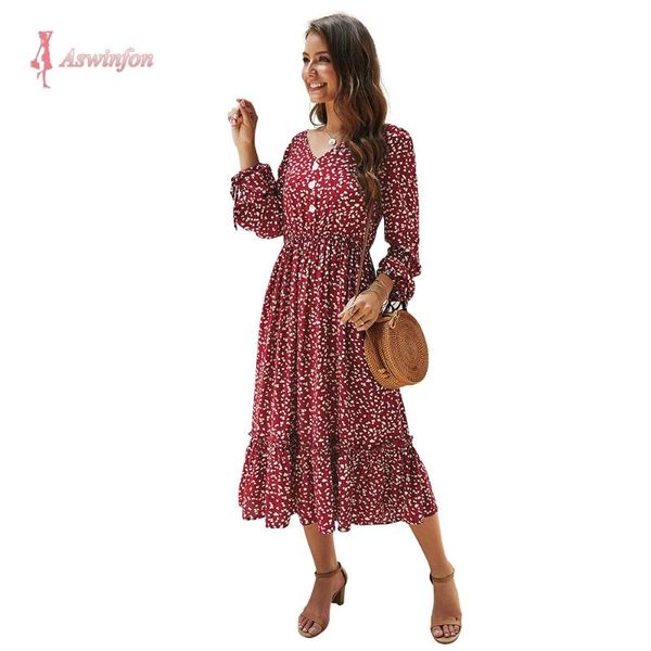 aswinfon turndown dress women 2020 long sleeve elegant printed floral dress swing v-neck casual a-line midi dresses for ladies, Black;gray
aswinfon turndown dress women 2020 long sleeve elegant printed floral dress swing v-neck casual a-line midi dresses for ladies, Black;gray