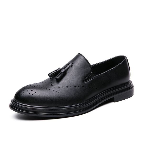 men brogue shoes wedding leather shoes up pointed toe business leatther lace type toe shape punk style tassel decoration, Black
men brogue shoes wedding leather shoes up pointed toe business leatther lace type toe shape punk style tassel decoration, Black