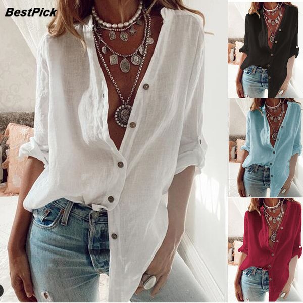 2020 women shirts solid casual cotton lycra stand collar blouse plus size loose fashion women shirts, White
2020 women shirts solid casual cotton lycra stand collar blouse plus size loose fashion women shirts, White