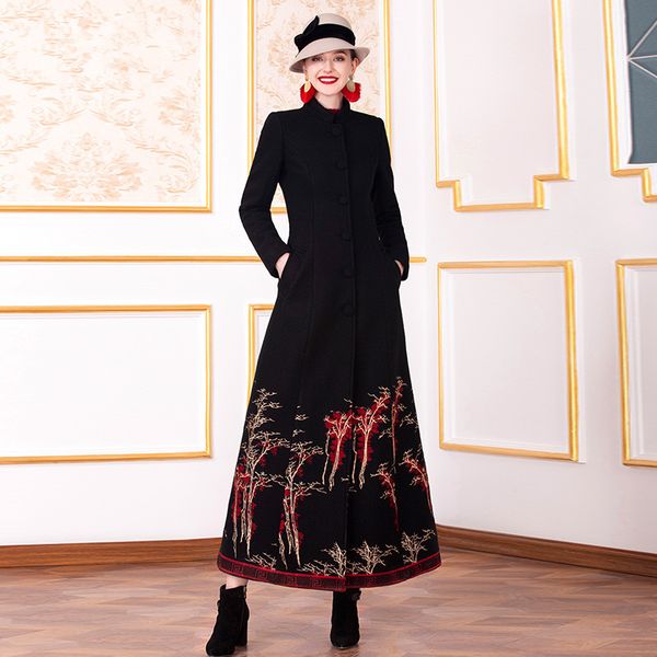 women autumn winter coat 2020 female vintage embroidery black maxi long woolen coats plus size s- xxxl
women autumn winter coat 2020 female vintage embroidery black maxi long woolen coats plus size s- xxxl