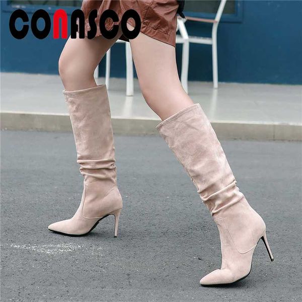 conasco new concise women knee-high boots autumn winter pleated shoes woman kid suede pointed toe high heels long boots, Black
conasco new concise women knee-high boots autumn winter pleated shoes woman kid suede pointed toe high heels long boots, Black