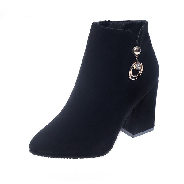 winter women's cotton boots warm non-slip side zipper thick heel boots solid color shallow mouth pointed prom wedding shoes, Black
winter women's cotton boots warm non-slip side zipper thick heel boots solid color shallow mouth pointed prom wedding shoes, Black