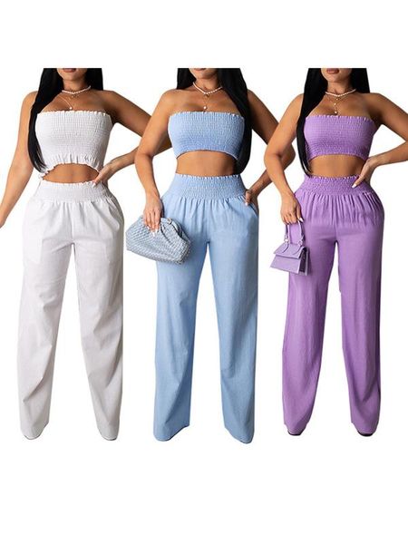 women's casual set sleeveless wrapped crap loose high-waist side pockets elastic pant flouncing trousers, Gray
women's casual set sleeveless wrapped crap loose high-waist side pockets elastic pant flouncing trousers, Gray