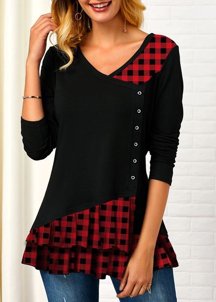 2020 independent station womens new long-sleeved plaid irregular stitching v-neck t-shirt s 5xl, White
2020 independent station womens new long-sleeved plaid irregular stitching v-neck t-shirt s 5xl, White