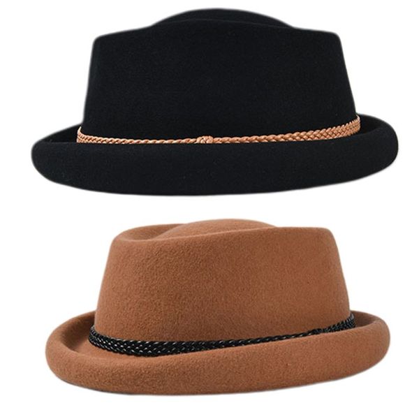 men women vintage short cuffed brim jazz hat japanese style winter classic solid color faux felt cap with weave braided belt, Blue;gray
men women vintage short cuffed brim jazz hat japanese style winter classic solid color faux felt cap with weave braided belt, Blue;gray
