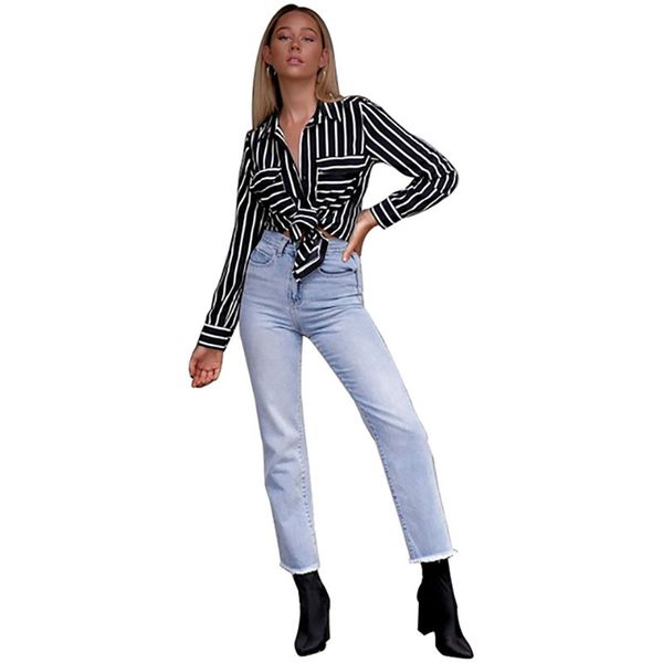 style autumn fashion women blouse 2020 turn down collar casual striped black s female feminine, White
style autumn fashion women blouse 2020 turn down collar casual striped black s female feminine, White