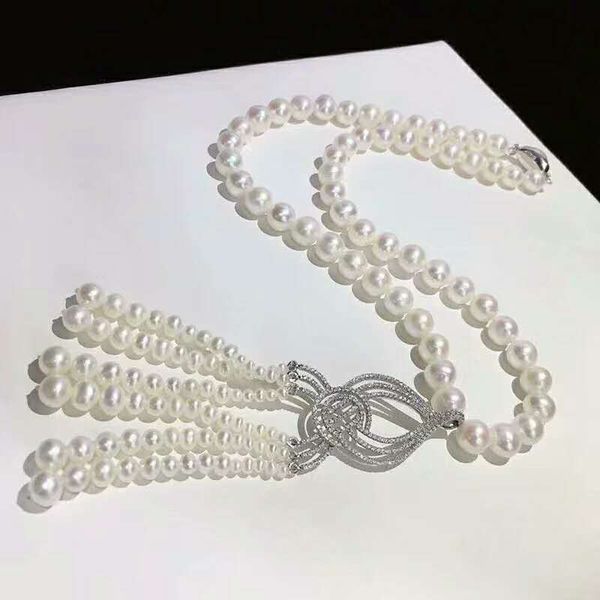 charming 8-9mm white freshwater pearl micro inlay zircon accessories tassels necklace 45cm, Silver
charming 8-9mm white freshwater pearl micro inlay zircon accessories tassels necklace 45cm, Silver