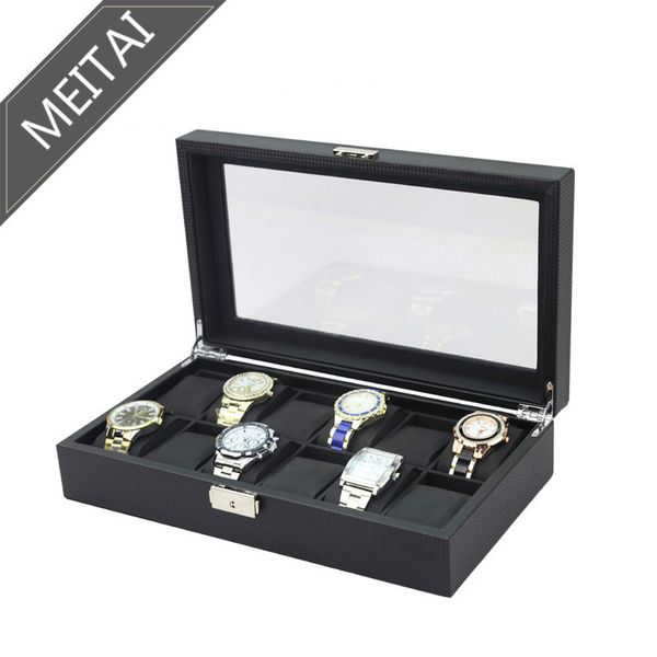 watch box carbon fiber 12 pieces internal black pu leather pillow glass cover watch jewelry storage box, Black;blue
watch box carbon fiber 12 pieces internal black pu leather pillow glass cover watch jewelry storage box, Black;blue