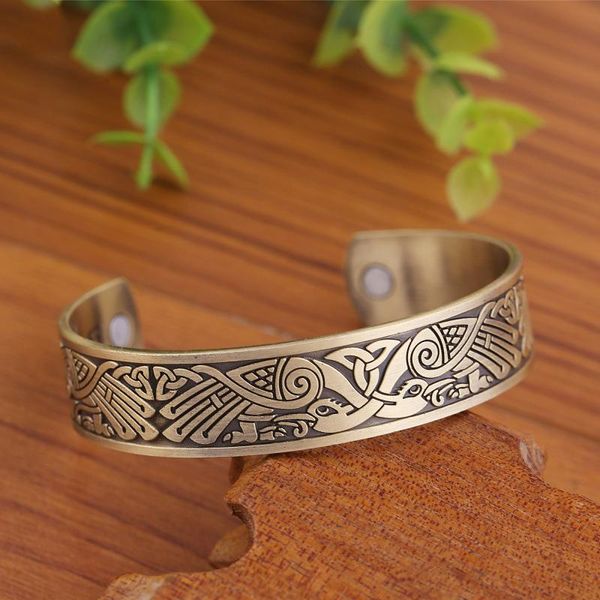 nordic viking raven open bracelet european and american fashion trends men women hand pulse, Black
nordic viking raven open bracelet european and american fashion trends men women hand pulse, Black