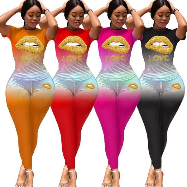 women clothes lips print tracksuit t-shirt pants outfit trouser sweatsuit 2pcs gradient tees suit summer autumn fashion clothing d81009, White
women clothes lips print tracksuit t-shirt pants outfit trouser sweatsuit 2pcs gradient tees suit summer autumn fashion clothing d81009, White