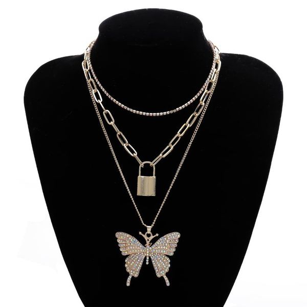lock pendant necklace women rhinestone chain choker butterfly pendant necklaces 2020 fashion retro jewelry gift, Silver
lock pendant necklace women rhinestone chain choker butterfly pendant necklaces 2020 fashion retro jewelry gift, Silver
