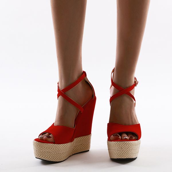 2020 sandals 15cm heel red platform sandals wedges shoes fashion cross strappy bohemian women sandles big size 35-42, Black
2020 sandals 15cm heel red platform sandals wedges shoes fashion cross strappy bohemian women sandles big size 35-42, Black