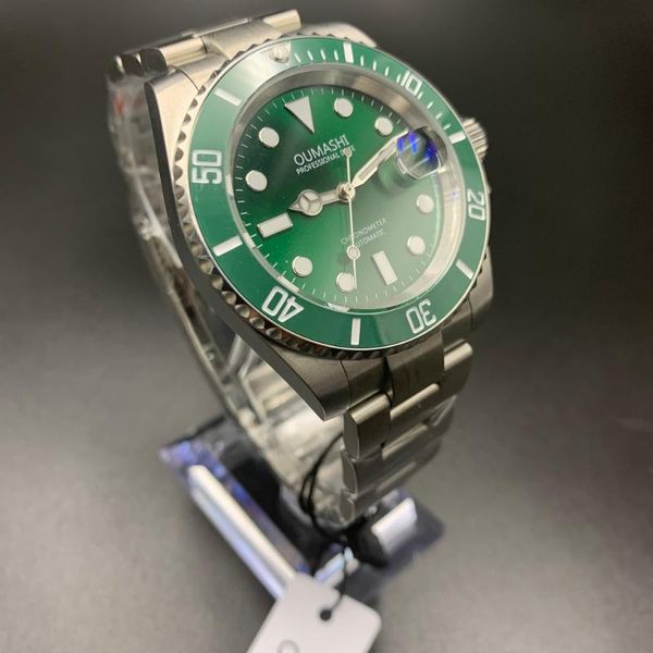 wristwatches oumashi 40mm green ceramic bezel automatic mechanical watch men sapphire crystal glass blue luminous waterproof men's, Slivery;brown
wristwatches oumashi 40mm green ceramic bezel automatic mechanical watch men sapphire crystal glass blue luminous waterproof men's, Slivery;brown