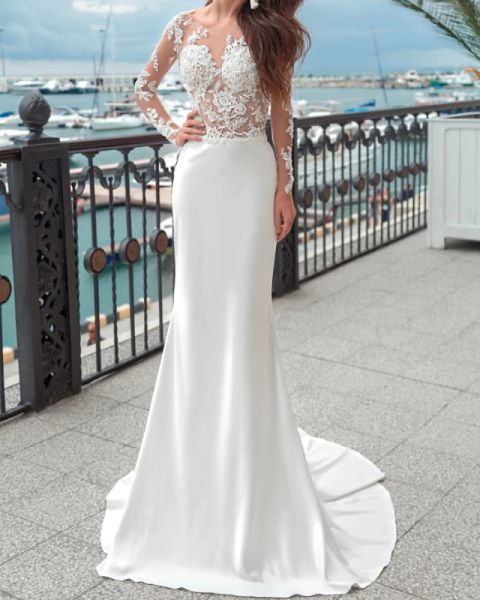 mermaid / trumpet wedding dresses jewel neck sweep / brush train lace polyester long sleeve country plus size with embroidery appliques, White
mermaid / trumpet wedding dresses jewel neck sweep / brush train lace polyester long sleeve country plus size with embroidery appliques, White