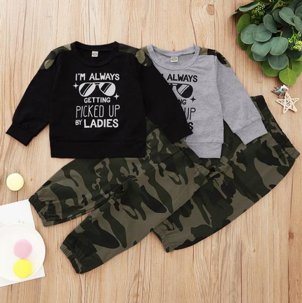 kids boy clothes designer children letter shirts camouflage pants 2pcs sets long sleeve toddler outfits ins kids clothing 2 designs dw5868, White
kids boy clothes designer children letter shirts camouflage pants 2pcs sets long sleeve toddler outfits ins kids clothing 2 designs dw5868, White