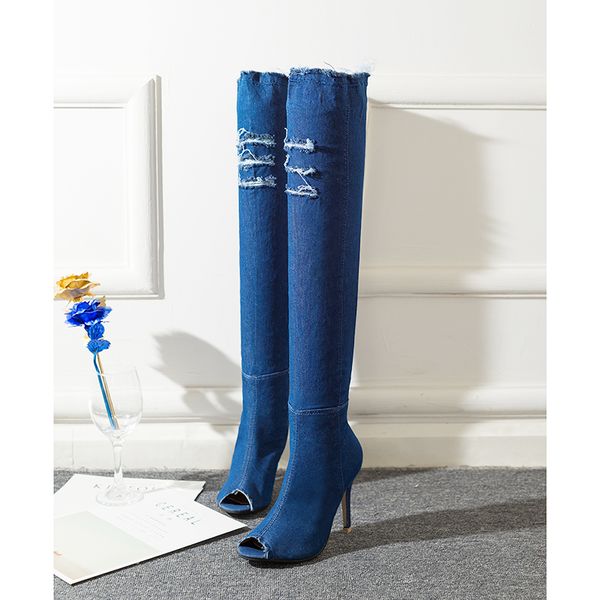 boots bomlight big size 41 over the knee women peep toe hole denim super high thin heels summer autumn boot bota feminina, Black
boots bomlight big size 41 over the knee women peep toe hole denim super high thin heels summer autumn boot bota feminina, Black