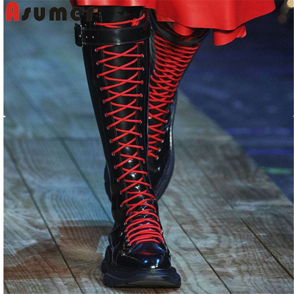 asumer 2020 knee high boots women lace up zip round toe flat shoes autumn winter knight boots women motorcycle, Black
asumer 2020 knee high boots women lace up zip round toe flat shoes autumn winter knight boots women motorcycle, Black