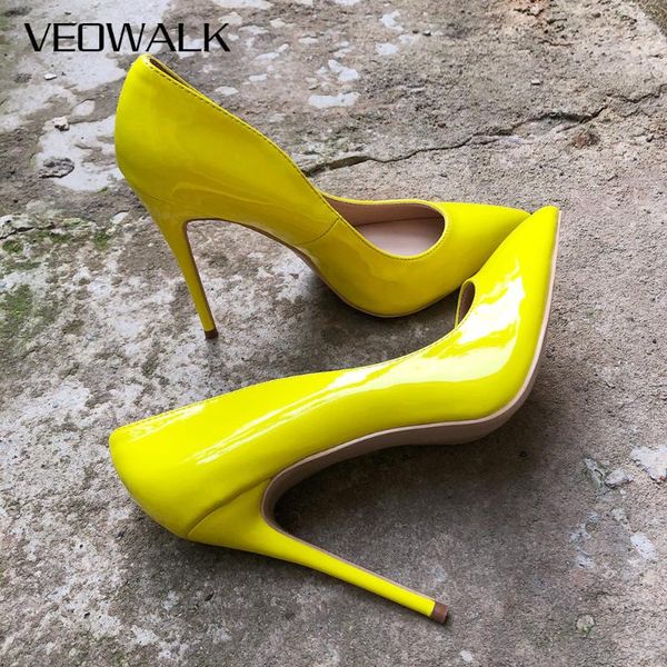 veowalk solid color women yellow patent leather stiletto high heels elegnat ladies pointed toe pumps fashion wedding party shoes, Black
veowalk solid color women yellow patent leather stiletto high heels elegnat ladies pointed toe pumps fashion wedding party shoes, Black