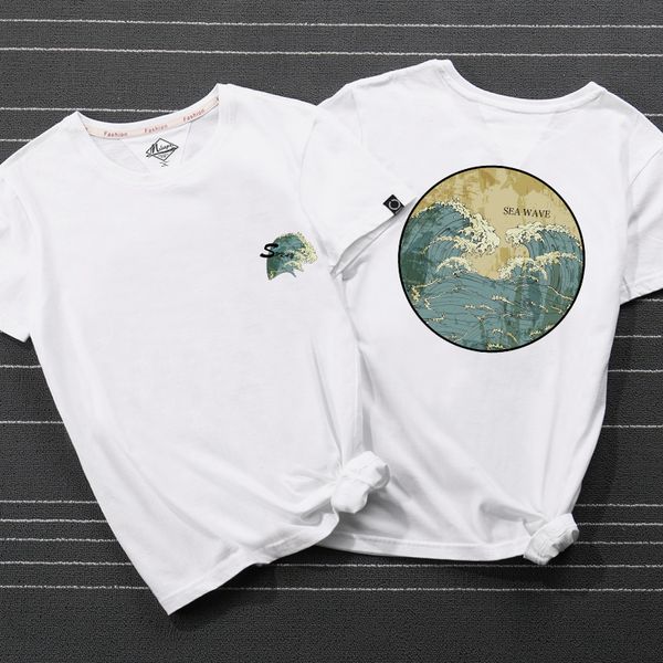 uzzang korean retro-fashionable wave printed t-shirt with relaxed bf wind for men and women on vacation, White;black
uzzang korean retro-fashionable wave printed t-shirt with relaxed bf wind for men and women on vacation, White;black
