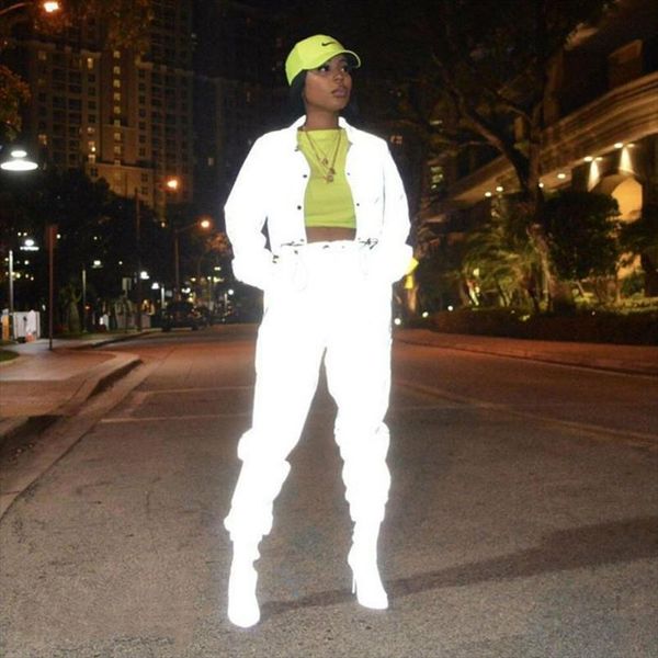 2019 style 2pcs women crop pants sets casual reflective outfits party bling clothing plus size, Gray
2019 style 2pcs women crop pants sets casual reflective outfits party bling clothing plus size, Gray