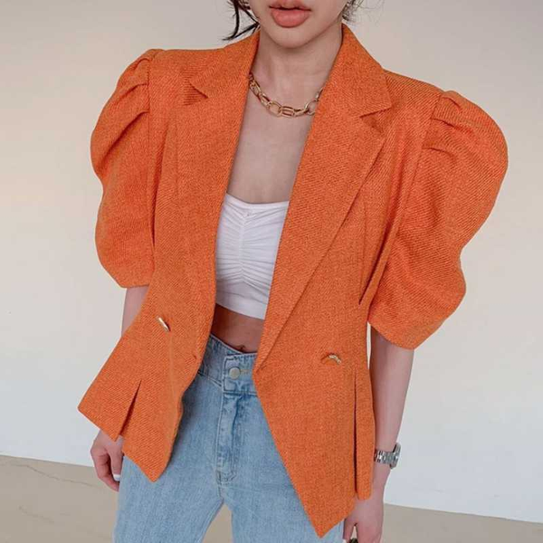 fashion candy color blazer women temperamental notched collar puff sleeve office lady jacket blaser for summer, White;black
fashion candy color blazer women temperamental notched collar puff sleeve office lady jacket blaser for summer, White;black