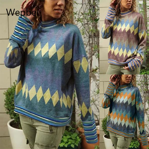 women's sweaters wepbel autumn sweater casual loose fit turtleneck pullover long-sleeved jumpers plus size patchwork knitting outwear, White;black
women's sweaters wepbel autumn sweater casual loose fit turtleneck pullover long-sleeved jumpers plus size patchwork knitting outwear, White;black
