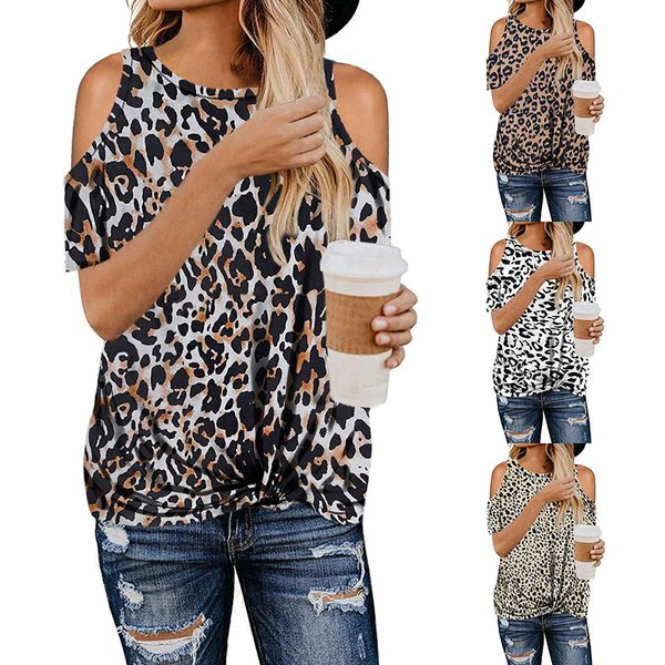 2020 european and american cross-border summer new womens leopard camouflage twist off-shoulder short-sleeved t-shirt women, White
2020 european and american cross-border summer new womens leopard camouflage twist off-shoulder short-sleeved t-shirt women, White