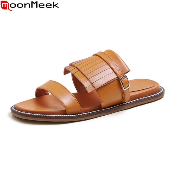 moonmeek 2020 new arrival fashion women slippers genuine leather flat heel comfortable mules shoes summer brown casual shoes, Black
moonmeek 2020 new arrival fashion women slippers genuine leather flat heel comfortable mules shoes summer brown casual shoes, Black