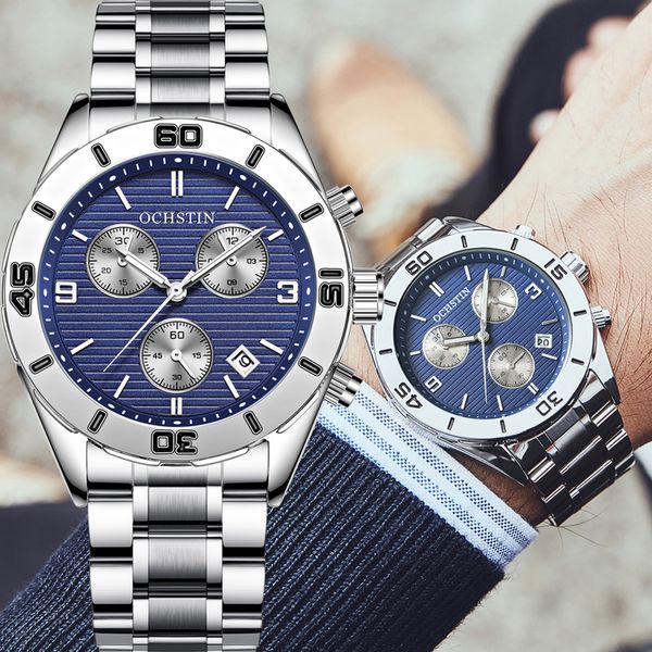 ochstin man wristwatch chronograph sport men watch blue dial stainless steel fashion male clock 6113, Slivery;brown
ochstin man wristwatch chronograph sport men watch blue dial stainless steel fashion male clock 6113, Slivery;brown