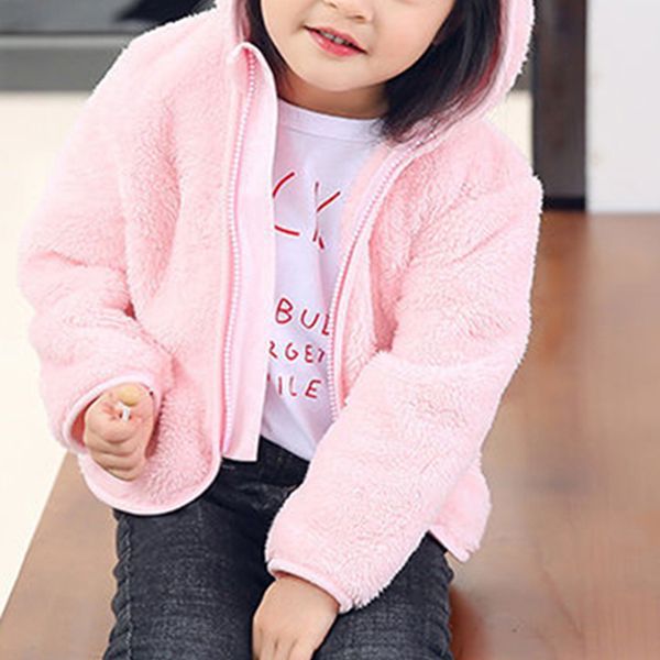 baby's coat autumn winter children's coral fleece coat baby's clothes thickened warm hooded top, Blue;gray