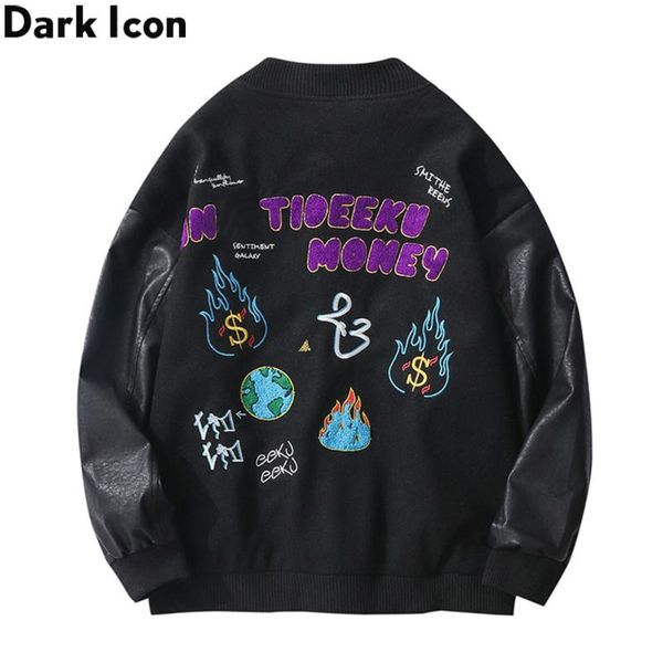 men's jackets dark embroidery leather patchwork jacket v-neck street fashion man outerwear clothing, Black;brown
men's jackets dark embroidery leather patchwork jacket v-neck street fashion man outerwear clothing, Black;brown