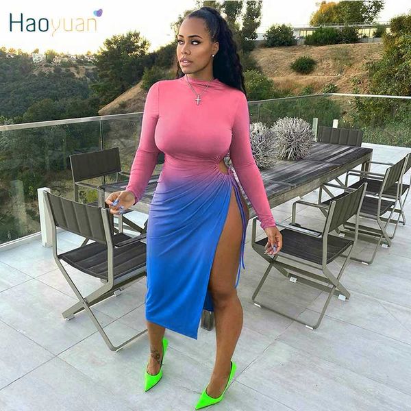 haoyuan gradient bodycon midi dress hollow bandage side split fall women clothes vestido birthday night club draped dresses, Black;gray
haoyuan gradient bodycon midi dress hollow bandage side split fall women clothes vestido birthday night club draped dresses, Black;gray