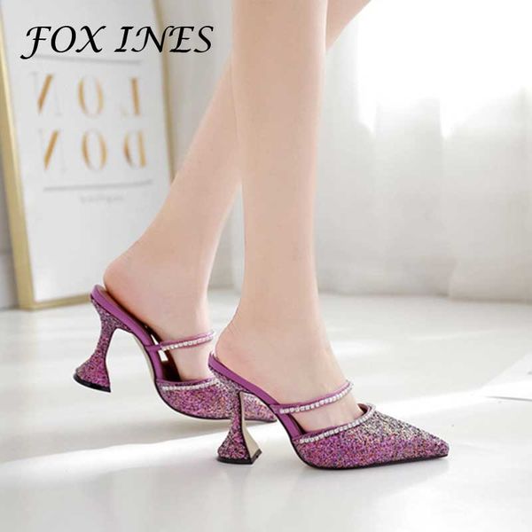 foxines 2020 fashion shining sandals woman summer slipper sharp point 7cm high heels party shoes big size 35-41, Black
foxines 2020 fashion shining sandals woman summer slipper sharp point 7cm high heels party shoes big size 35-41, Black