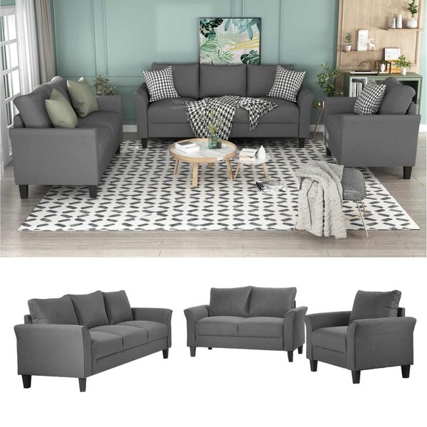 Us Stock 3-5 Days Delivery U_style Polyester-blend 3 Pieces Sofa Set Living Room Set Living Room Furniture Wy000036eaa