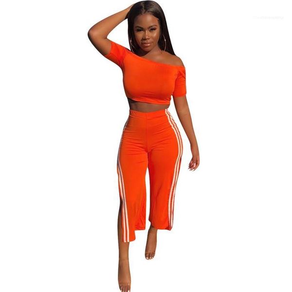 outfits solid color high slipt straigh pants suits summer womens striped panelled 2pcs tracksuits sports slash neck womens 2pcs, White
outfits solid color high slipt straigh pants suits summer womens striped panelled 2pcs tracksuits sports slash neck womens 2pcs, White