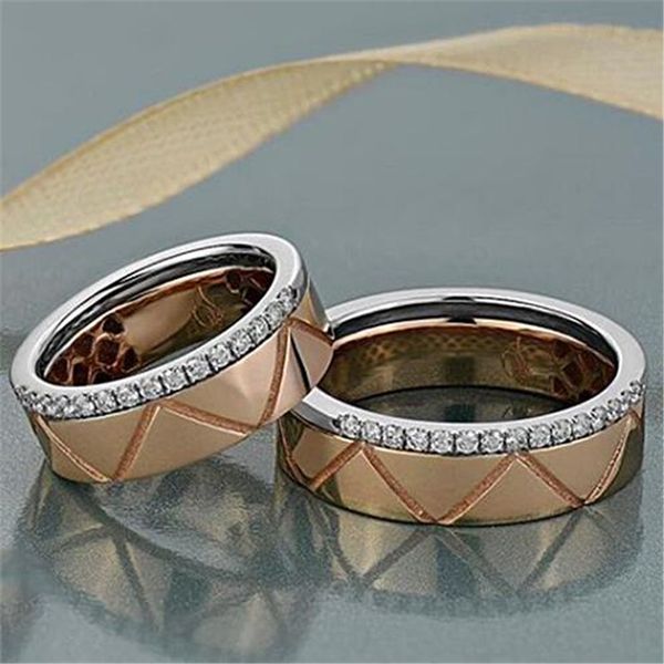 Simple Fashion Jewelry 925 Sterling Silver&Rose Gold Fill Pave White Sapphire CZ Diamond Gemstones Women Wedding Band Ring For Lover's Gift
Simple Fashion Jewelry 925 Sterling Silver&Rose Gold Fill Pave White Sapphire CZ Diamond Gemstones Women Wedding Band Ring For Lover's Gift